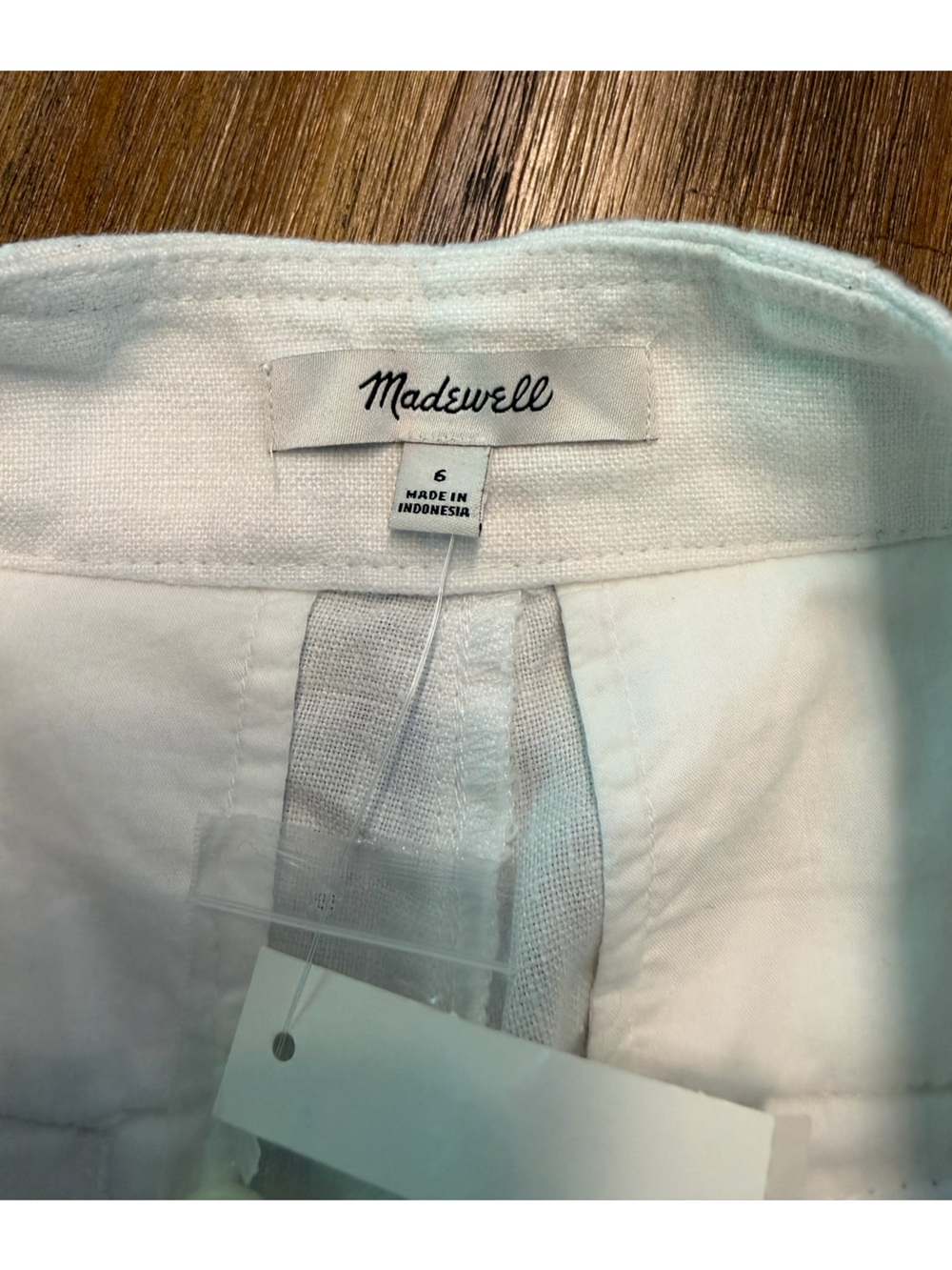 MADEWELL Clean Button-Tab shorts 100% Linen High Rise 6 Eyelet White NR095 $68 - Picture 8 of 10